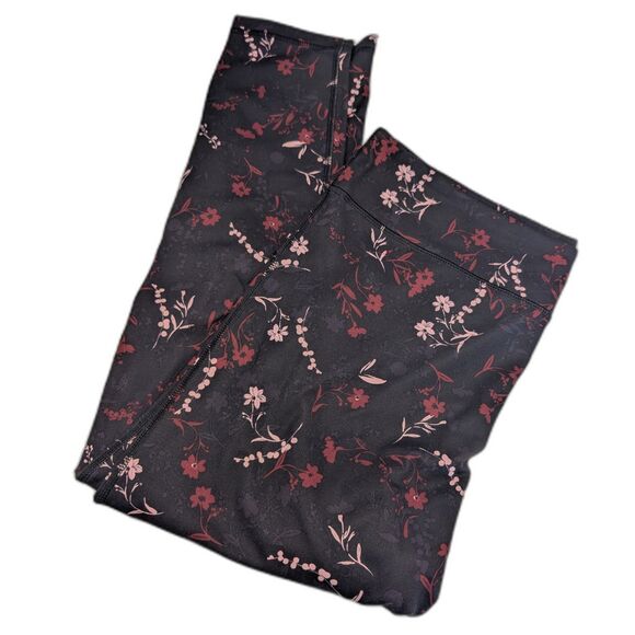 Lands' End Sport Floral Capri Leggings XL 18 Plus Size Athleisure Gorpcore Yoga - Picture 2 of 6